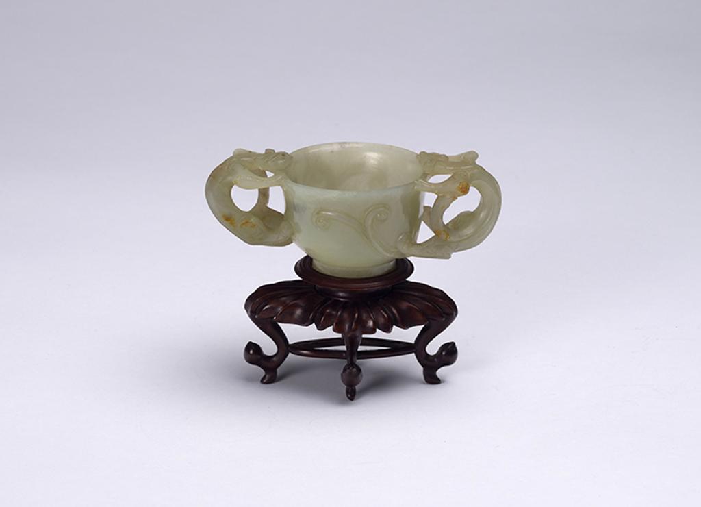 Chinese Art - Chinese Pale Celadon Jade Dragon Cup, 19th Century