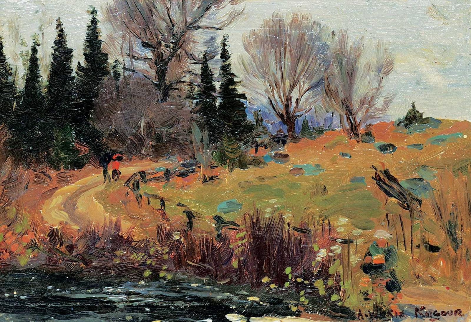 Andrew Wilkie Kilgour (1860-1930) - Untitled - Figures by a Trout Stream