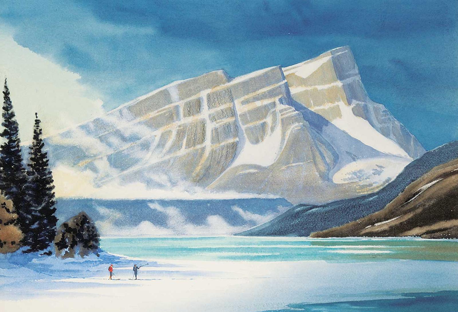 Percy Roy Wilson (1900-2001) - Untitled - Skiers at Bow Lake