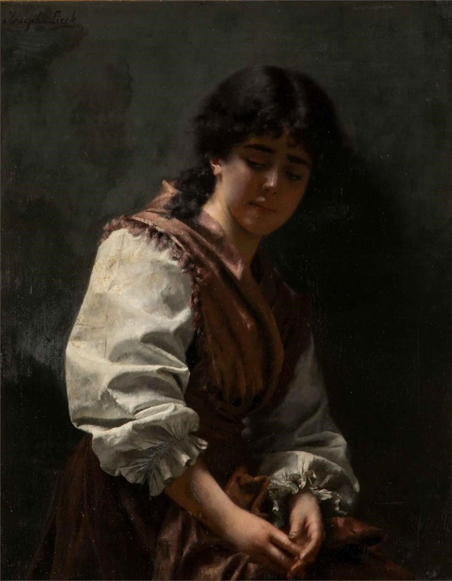 Josef Lieck (1849-1904) - Portrait of an Italian Girl