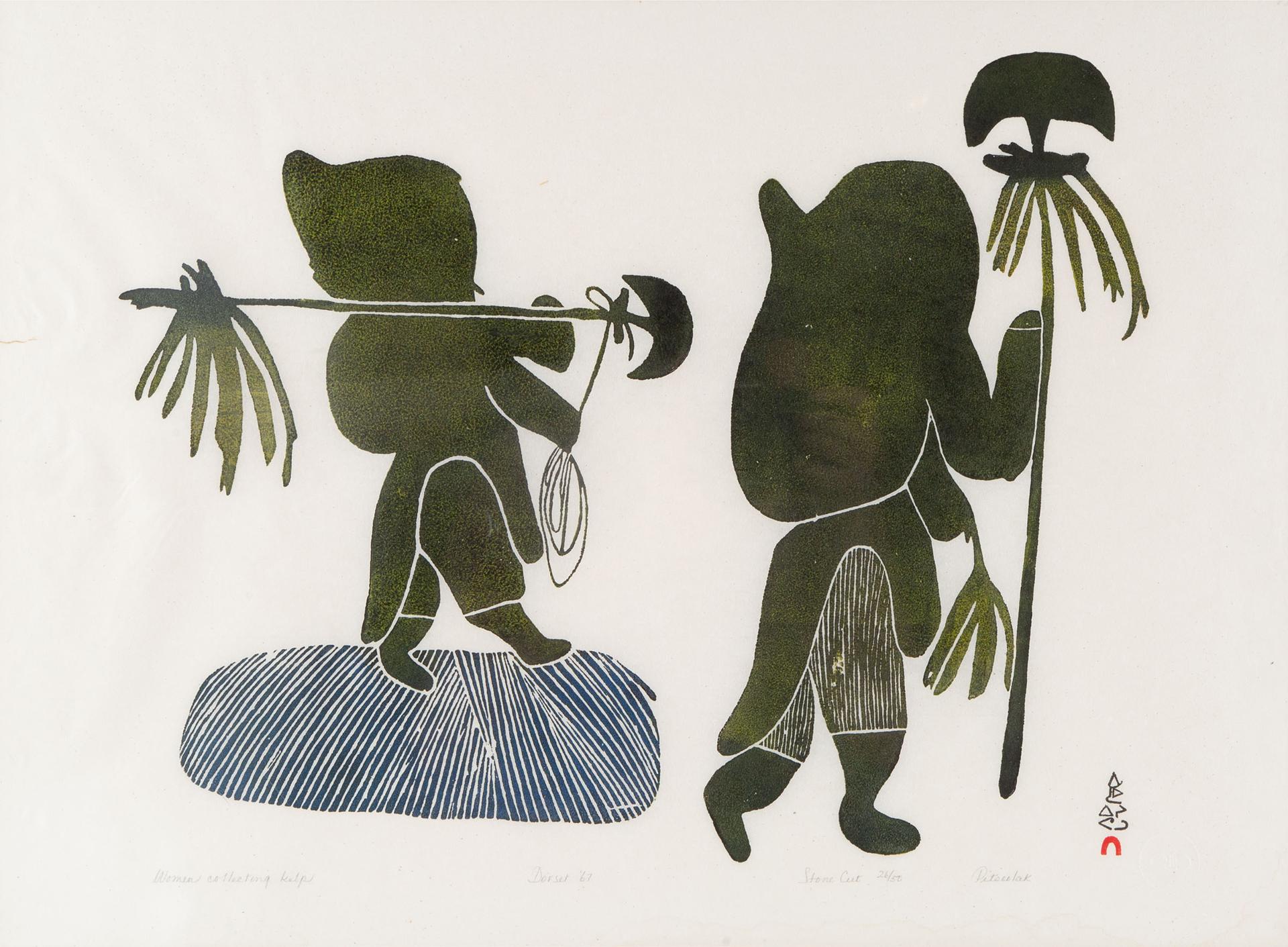 Pitseolak Ashoona (1904-1983) - Women Collecting Kelp, 1967