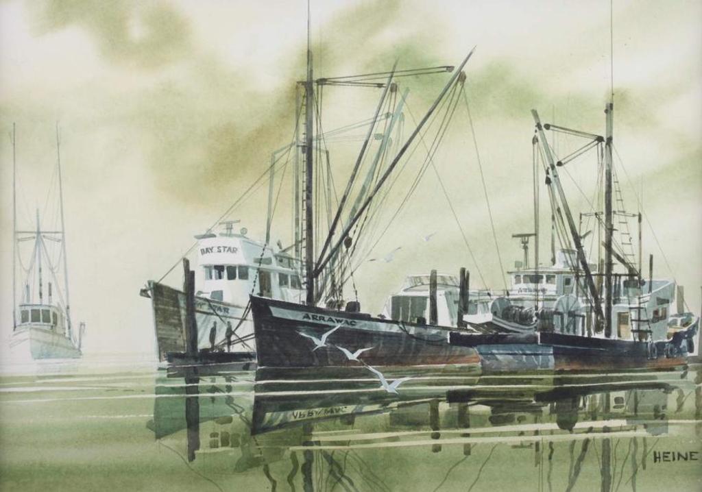 Harry Heine (1924-2004) - Fishing Boats at Dock