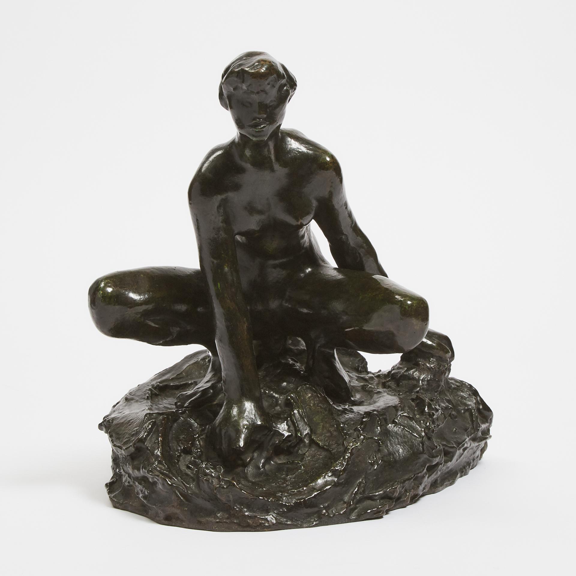 Auguste Rodin (1840-1917) - Baigneuse Accroupie, Étude Avec Bras, Grand Modèle, Conceived, Ca. 1885, Later Cast In 1962