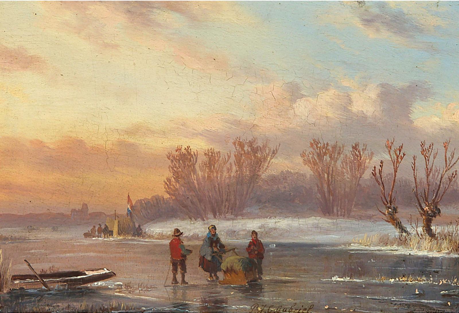 Paul Joseph Constantin Gabriël (1828-1903) - Hauling Hay On Frozen Pond