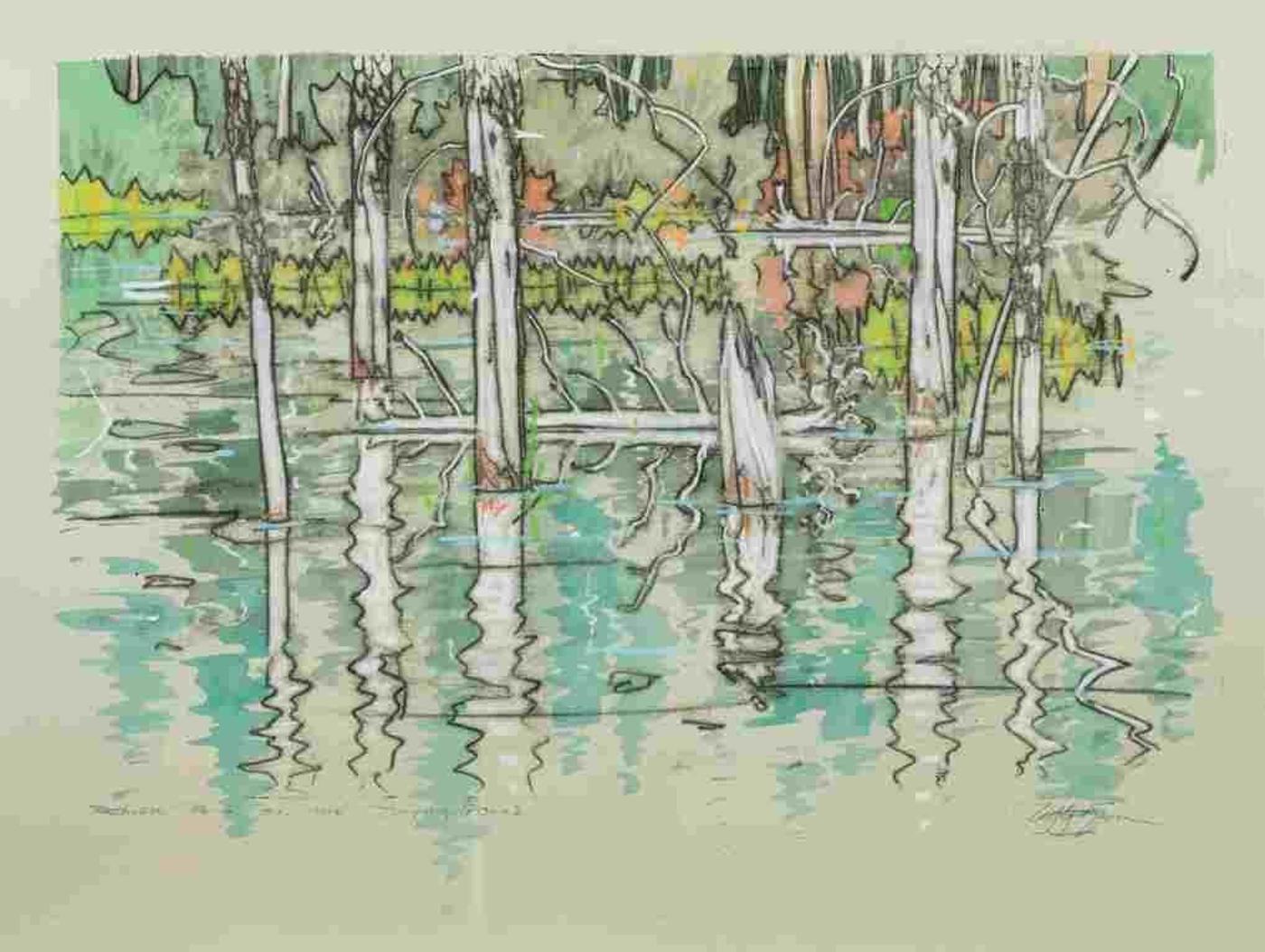 Ted Godwin (1933-2013) - Beaver pond on the Jumping Pound