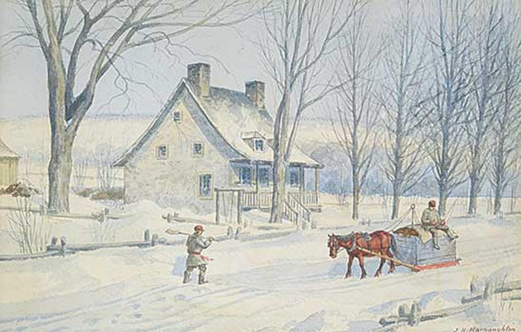 John H. MacNaughton (1876-1899) - Winter Chores, Quebec