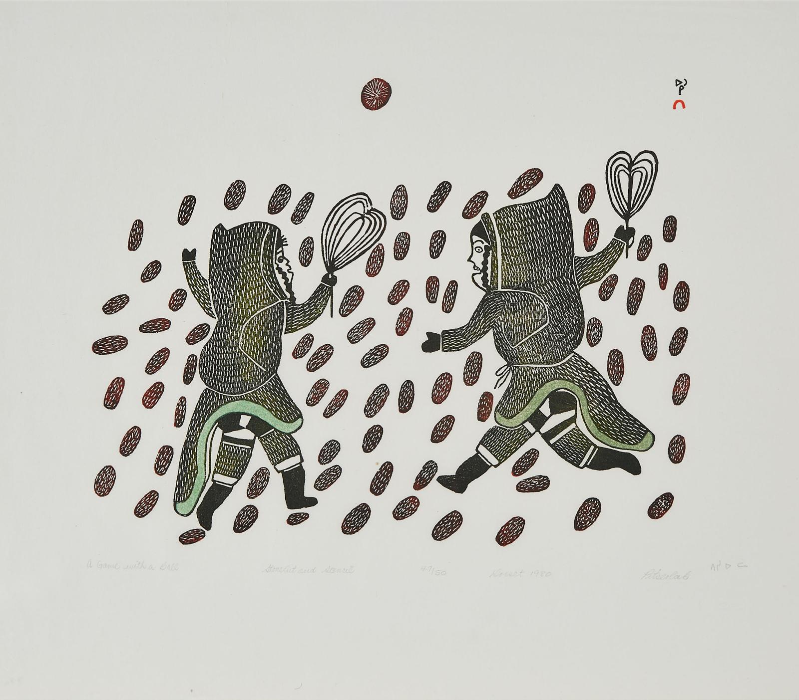 Pitseolak Ashoona (1904-1983) - A Game With A Ball