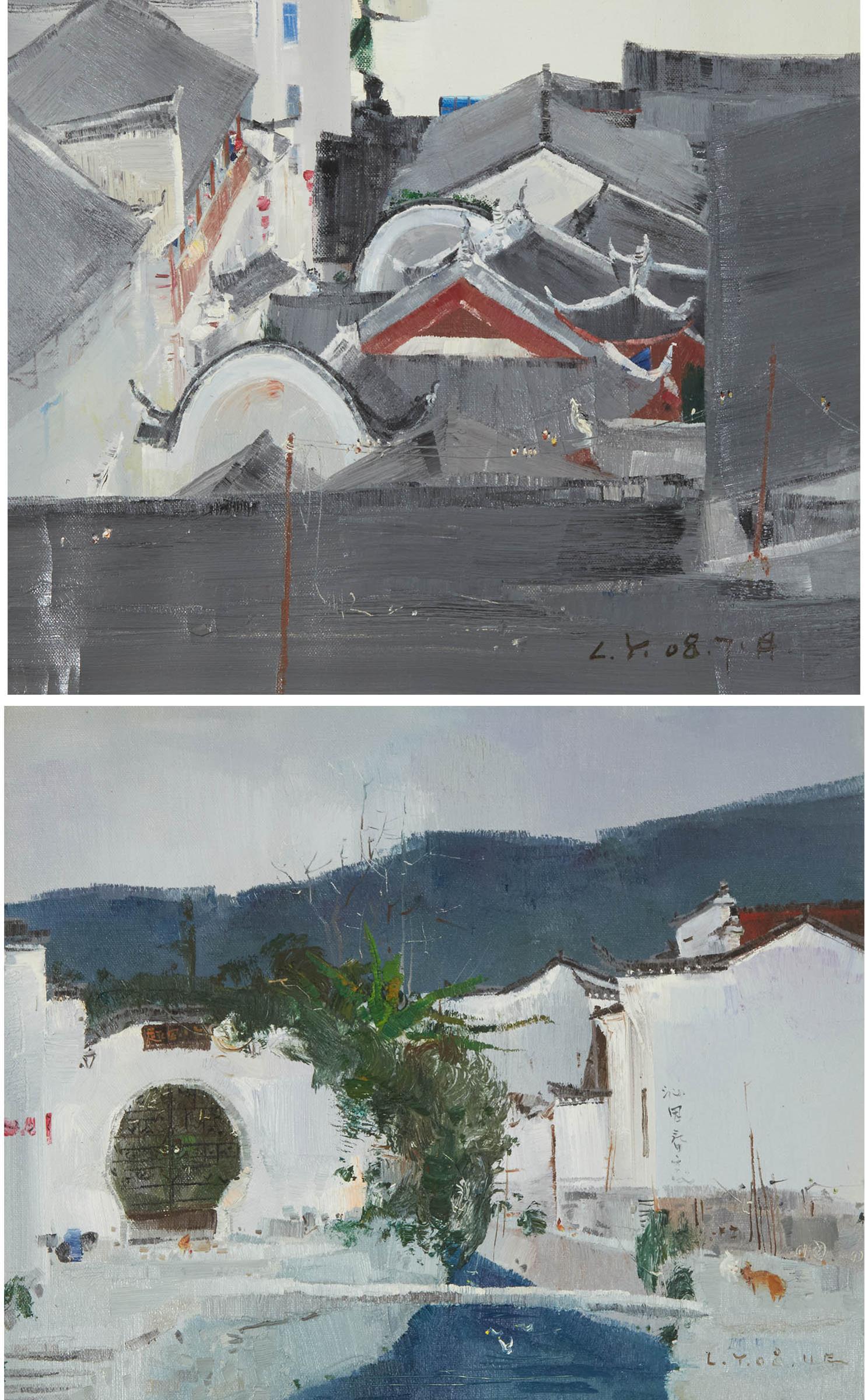 Yong Li - Untitled (Rooftops); Untitled (City Gate)