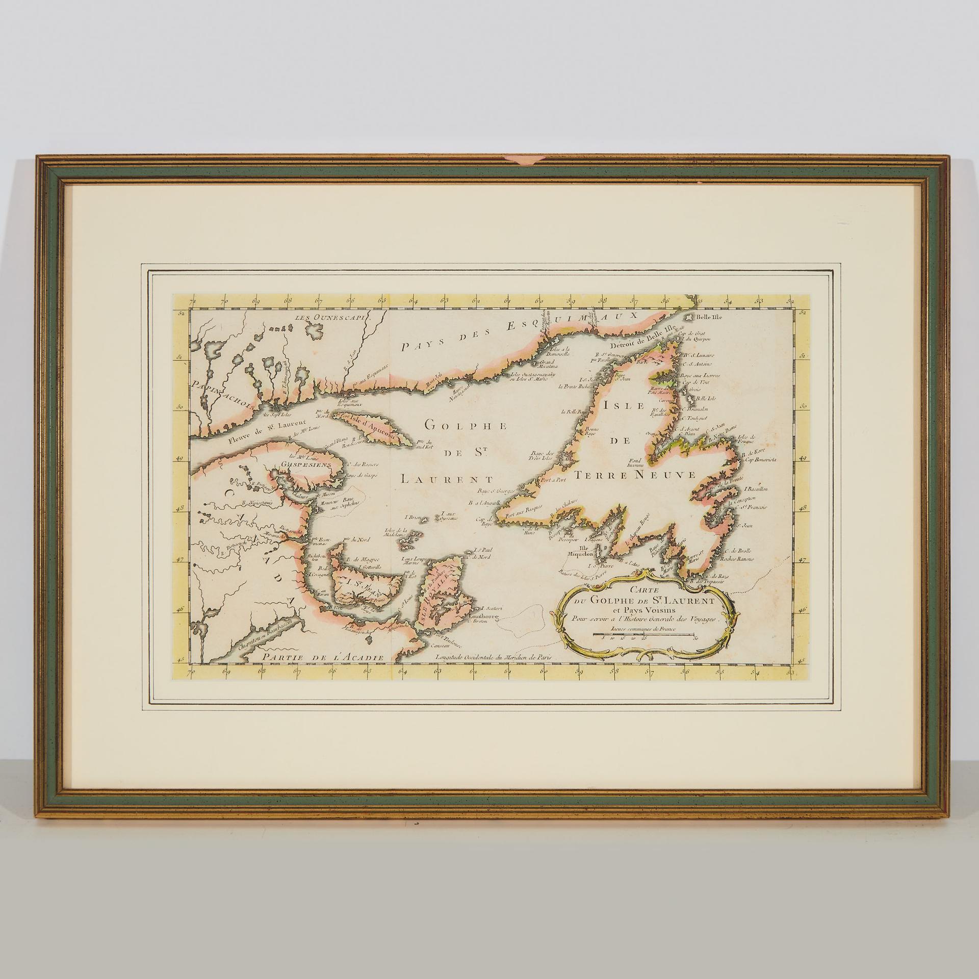 Jacques Nicholas Bellin (1703-1772) - Carte Du Golphe De St. Laurent Et Pays Voisins, Pour Servir Á L'histoire Générale Des Voyages