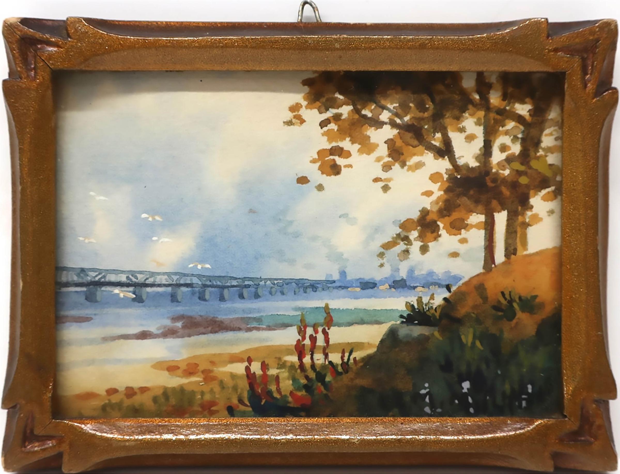 Willard Morse Mitchell (1879-1955) - Looking Across The Famous St. Lawrence River, From St. Helens Island, To Montreal, P.Q.
