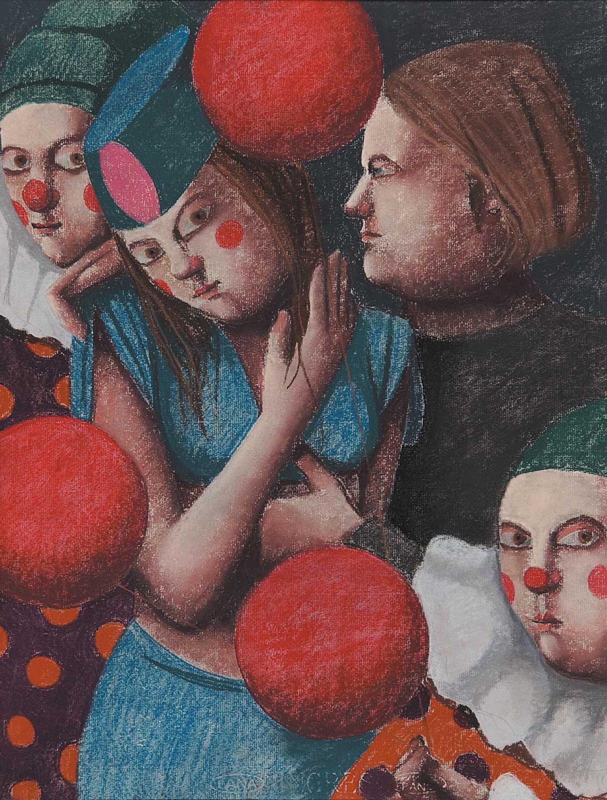 Atributted Louise Scott - Untitled - Balloons and Clowns
