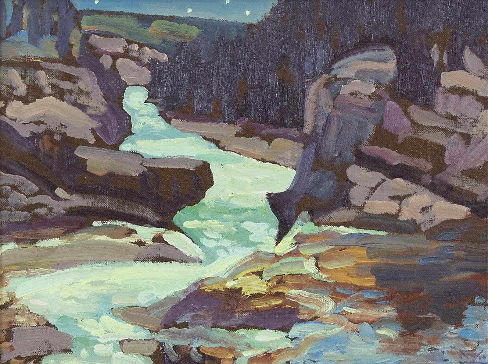 Illingworth Holey (Buck) Kerr (1905-1989) - Elbow Falls, Night; 1987