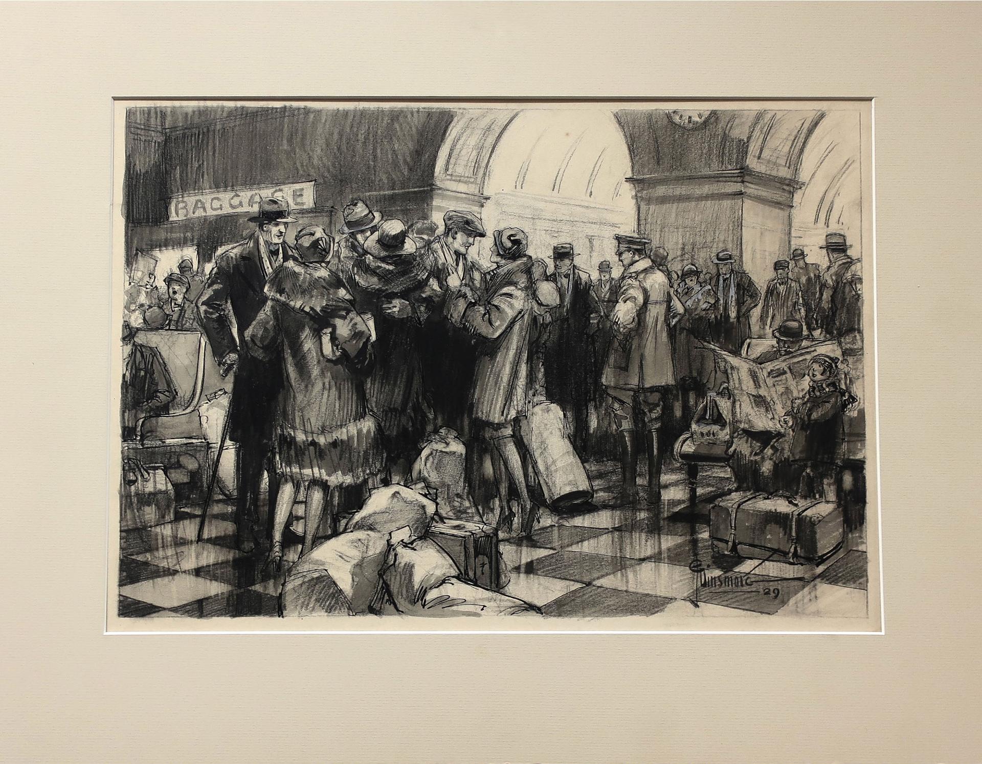 Edward Jackson Dinsmore - Untitled (Passengers Waiting At Train Station)
