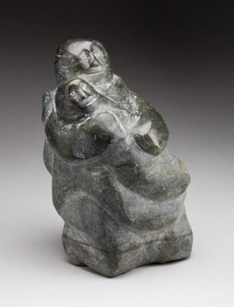Eelee Shuvigar (1904-1977) - Mother and child, 1969, dark green stone, 12 x 7 x 7 in, 30.5 x 17.8 x 17.8 cm