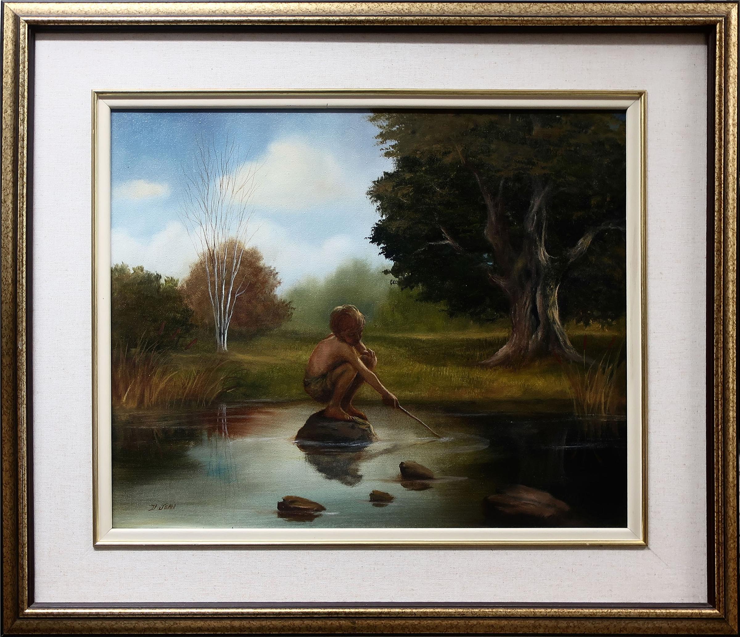 David Jean (1938) - Untitled (Young Boy Playing In Pond)