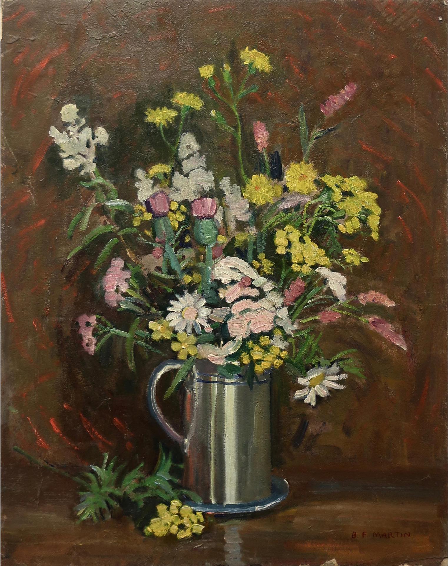 Bernice Fenwick Martin (1902-1999) - Untitled (Mixed Bouquet In A Silver Jug)