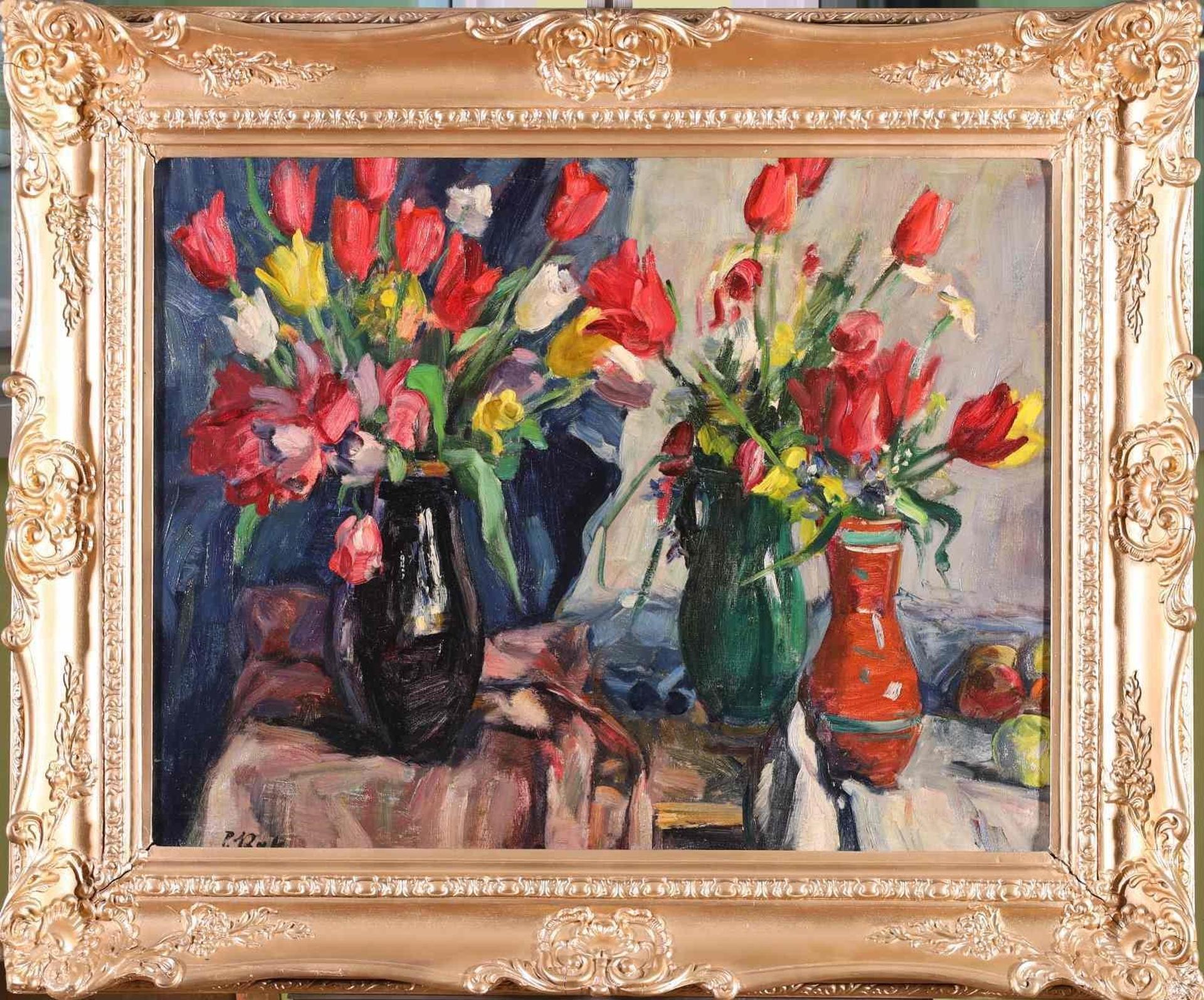 Janos P. Bak (1913-1981) - Untitled, Floral Still Life (Three Vases)