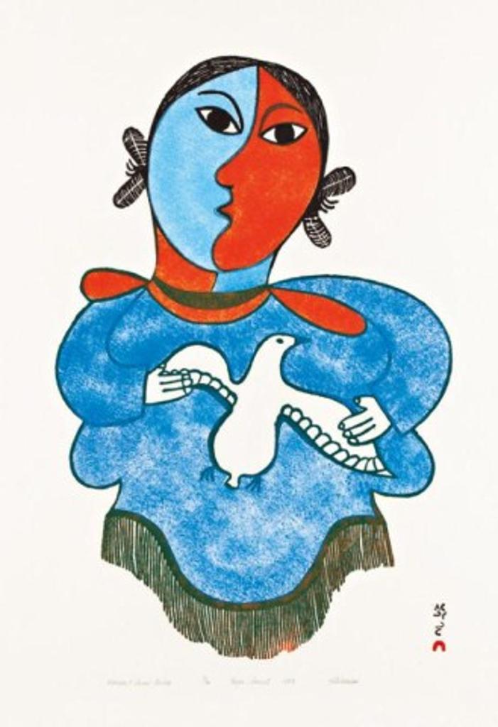 Pitaloosie Saila (1942-2021) - Woman and Snow Bird, 1973