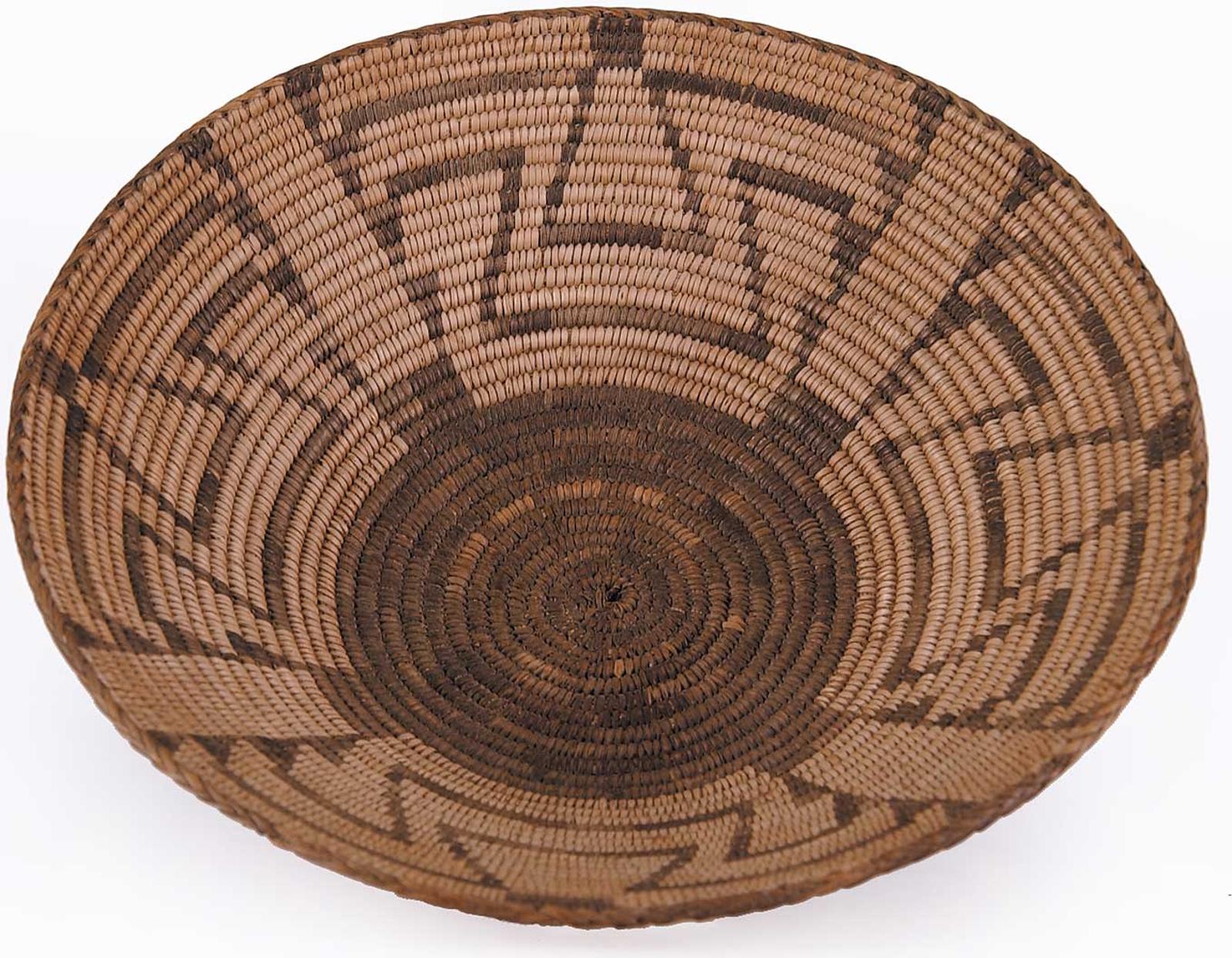 First Nations Basket School - Round Two Tone Geometric Design Dish Basket