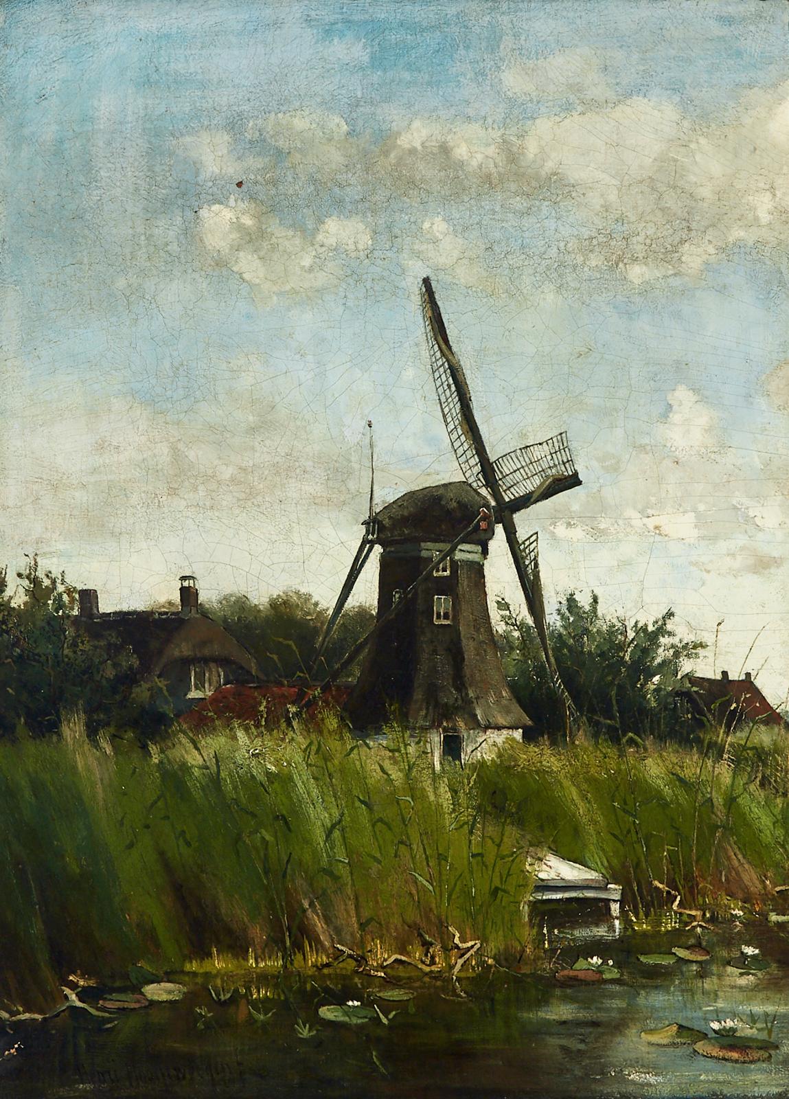 Henri Hoogeweegen (1917-2007) - A Dutch Landscape With Mill