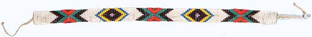 First Nations Basket School - Untitled - White, Black, Green, Orange, Blue, Yellow and Pink Beaded Choker