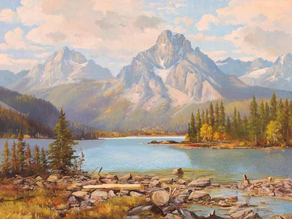 Duncan Mackinnon Crockford (1922-1991) - Early Autumn, Spray Lakes, Alberta (Indian Peak And Goat Mt. In Background); 1981