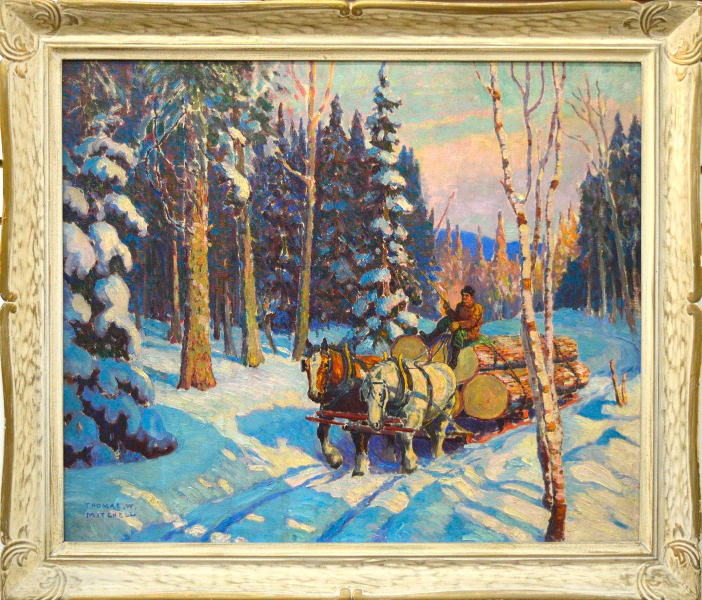 Thomas Wilberforce Mitchell (1879-1958) - Scène d'exploitation forestière en hiver