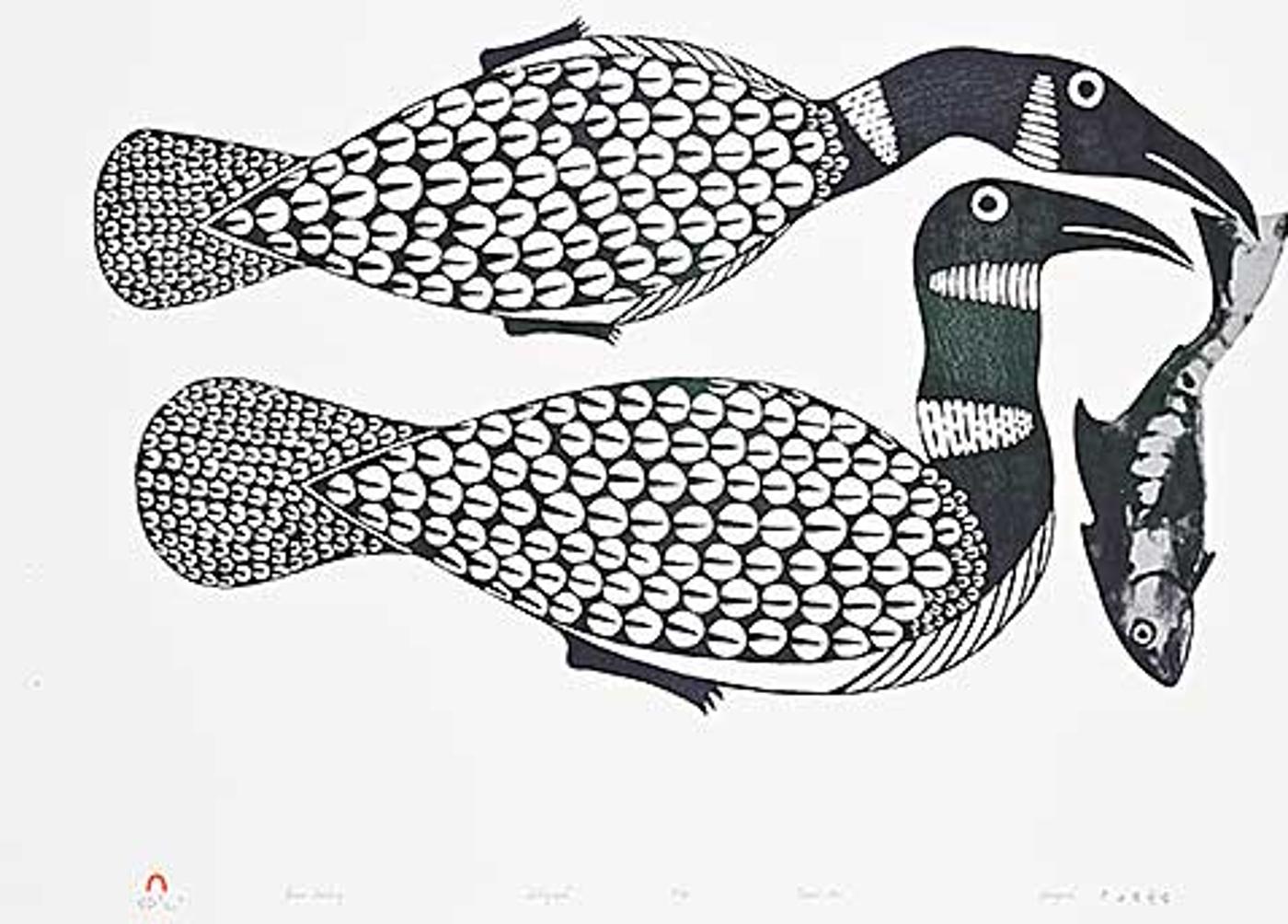 Kenojuak Ashevak (1927-2013) - Loons Feeding #20/50