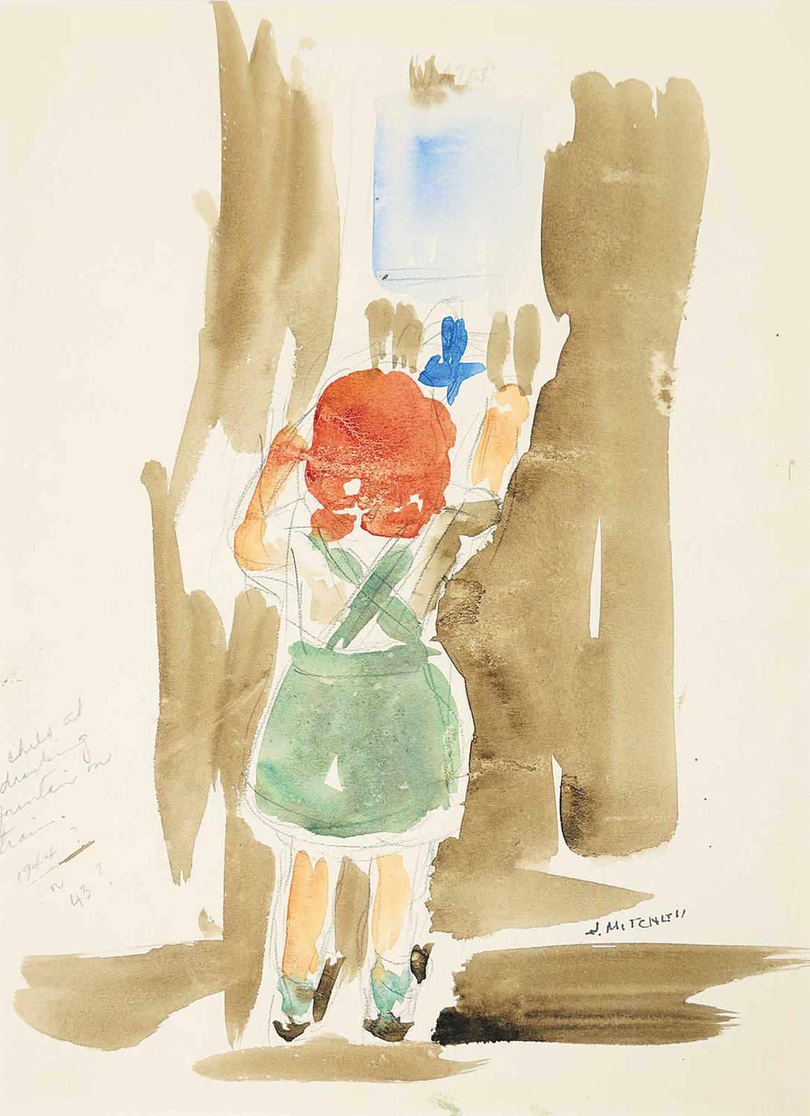 Janet Mitchell (1915-1998) - Child at Drinking Fountain on Train