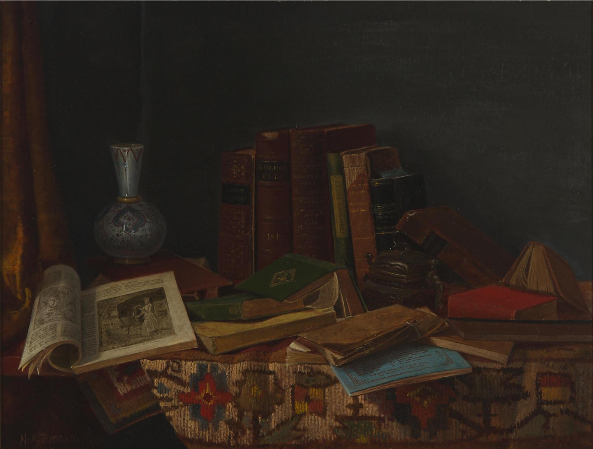 Nicholas Alden Brooks (1840-1904) - Still Life With Books, 1890