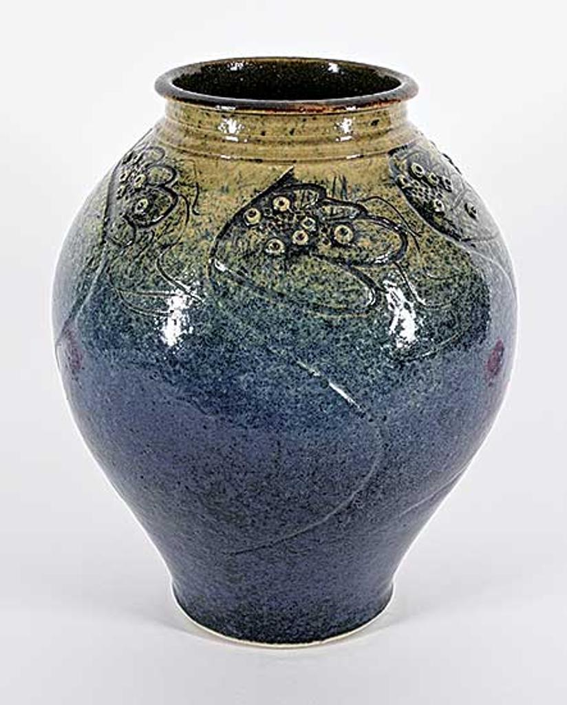Ted Diakow (1938) - Untitled - Blue Vase with Flower Pattern