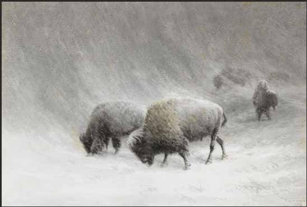 Frederick Arthur Verner (1836-1928) - Buffalo Grazing in a Winter Storm
