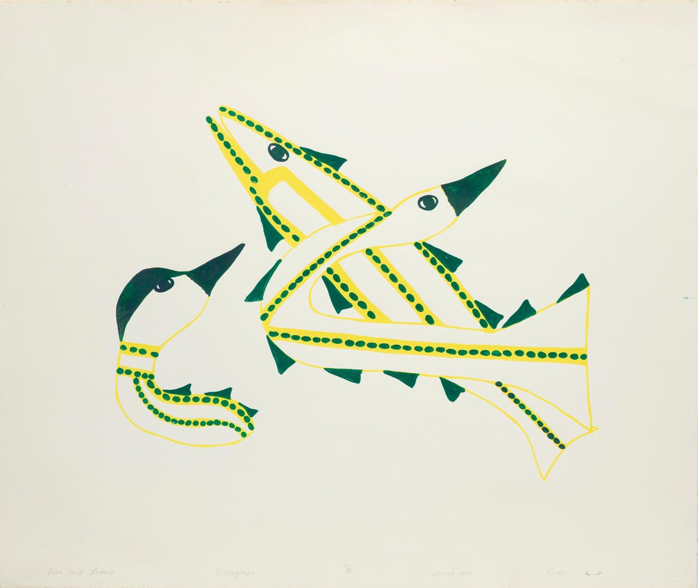 Pudlo Pudlat (1916-1992) - Fish and Loons