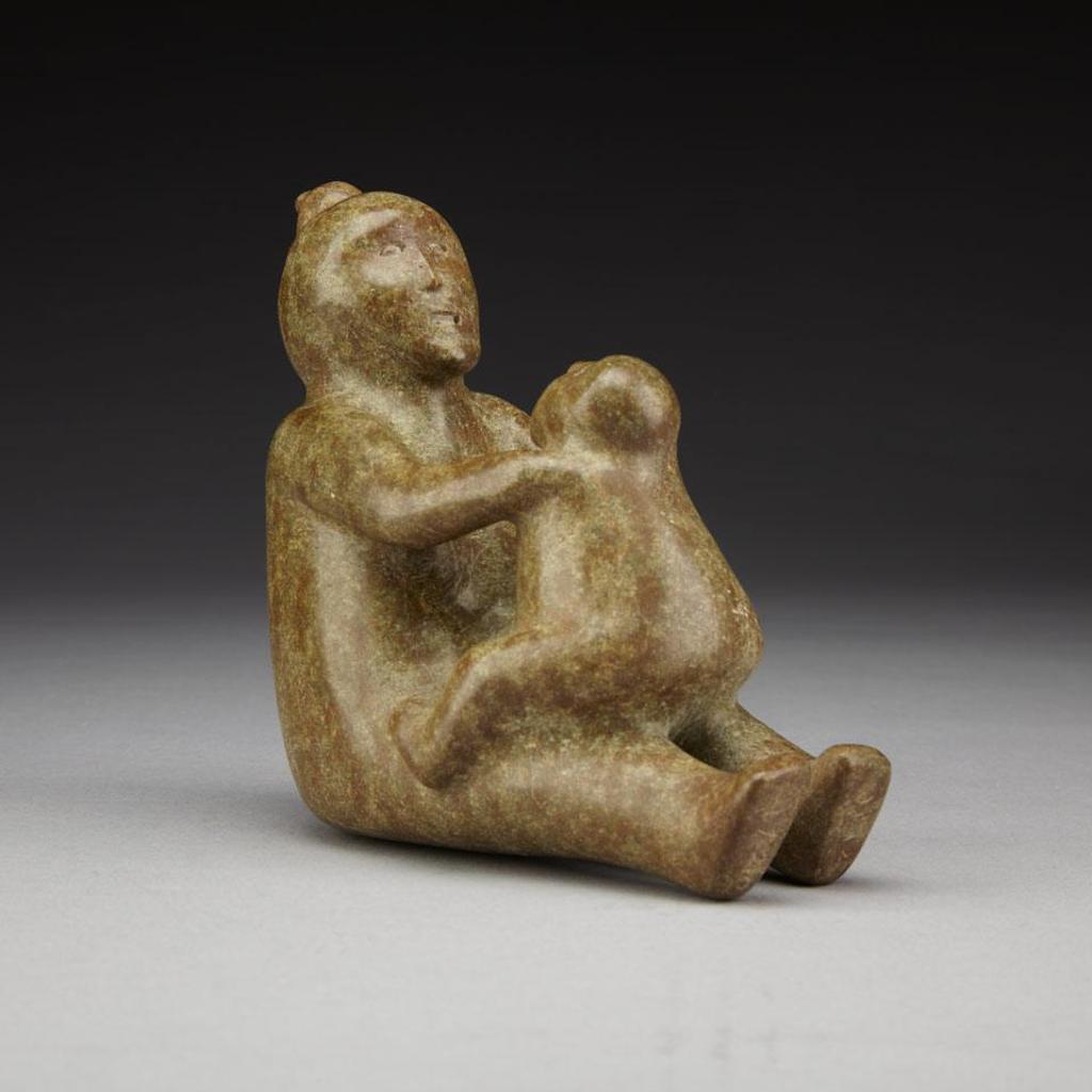 Noah Koughajuke (1899-1976) - Seated Man With Child And Seal Effigy