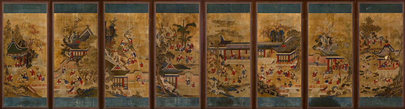 Korean Art - A Rare Set of Eight Korean 'Hundred Boys' Panels, Joseon Period, 19th Century