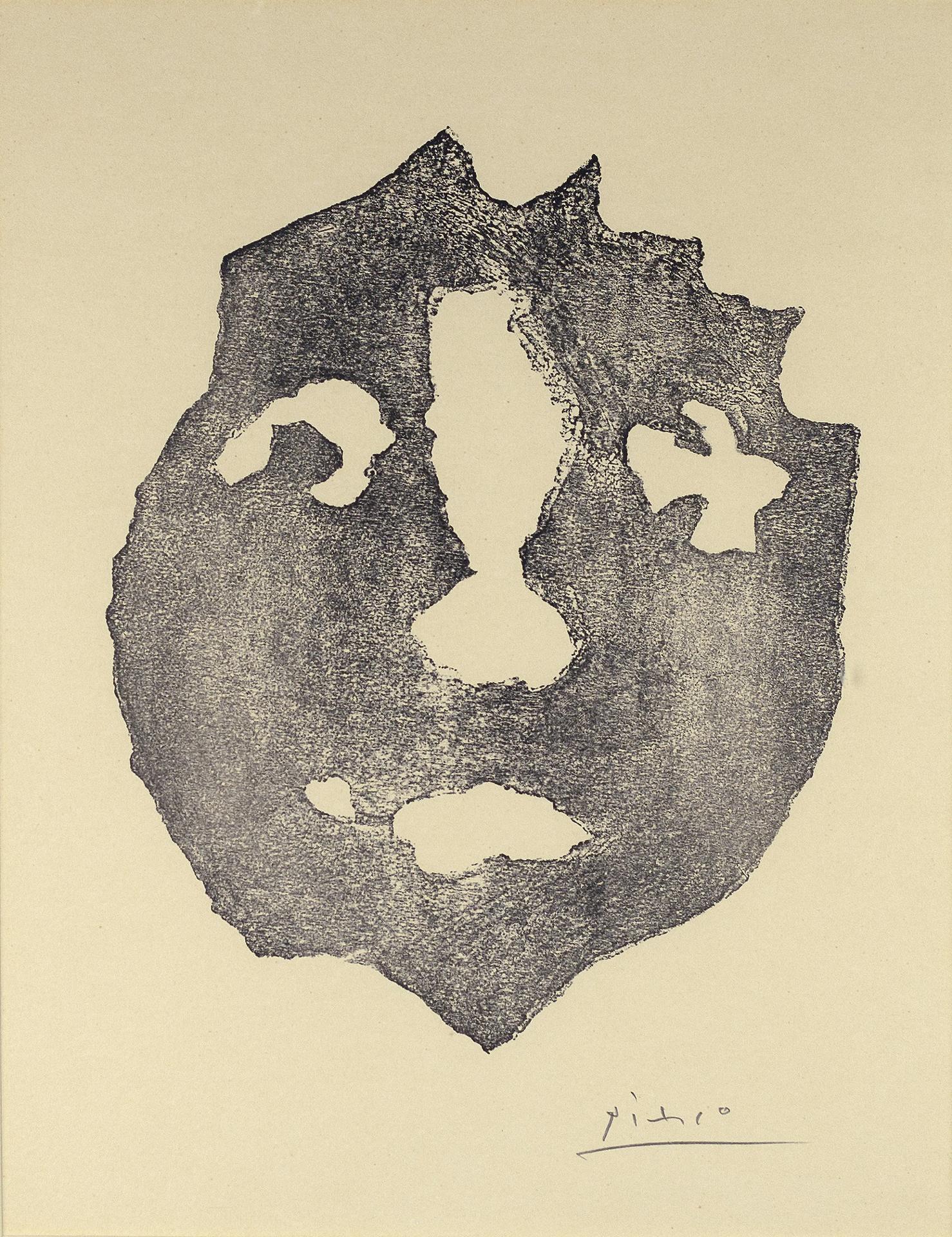 Pablo Ruiz Picasso (1881-1973) - Grotesque (René Mazon) (planche du livre de poésie Les transparents par René Char), 1967