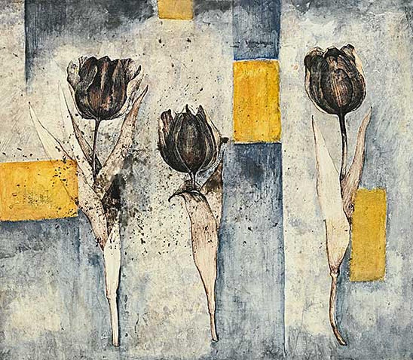 Susan E. Wood (1953) - Rain on Tulips