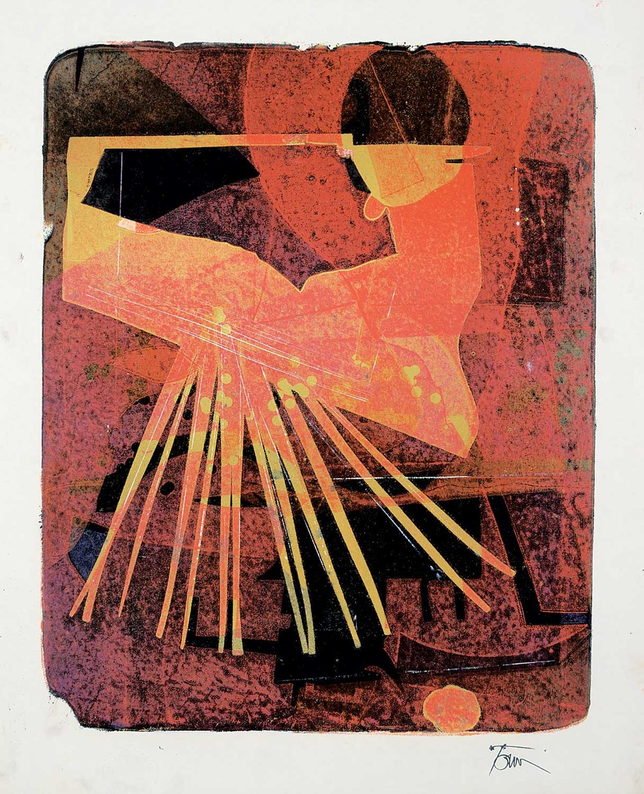 Harold Barling Town (1924-1990) - Untitled - Autographic Black and Pink Abstract