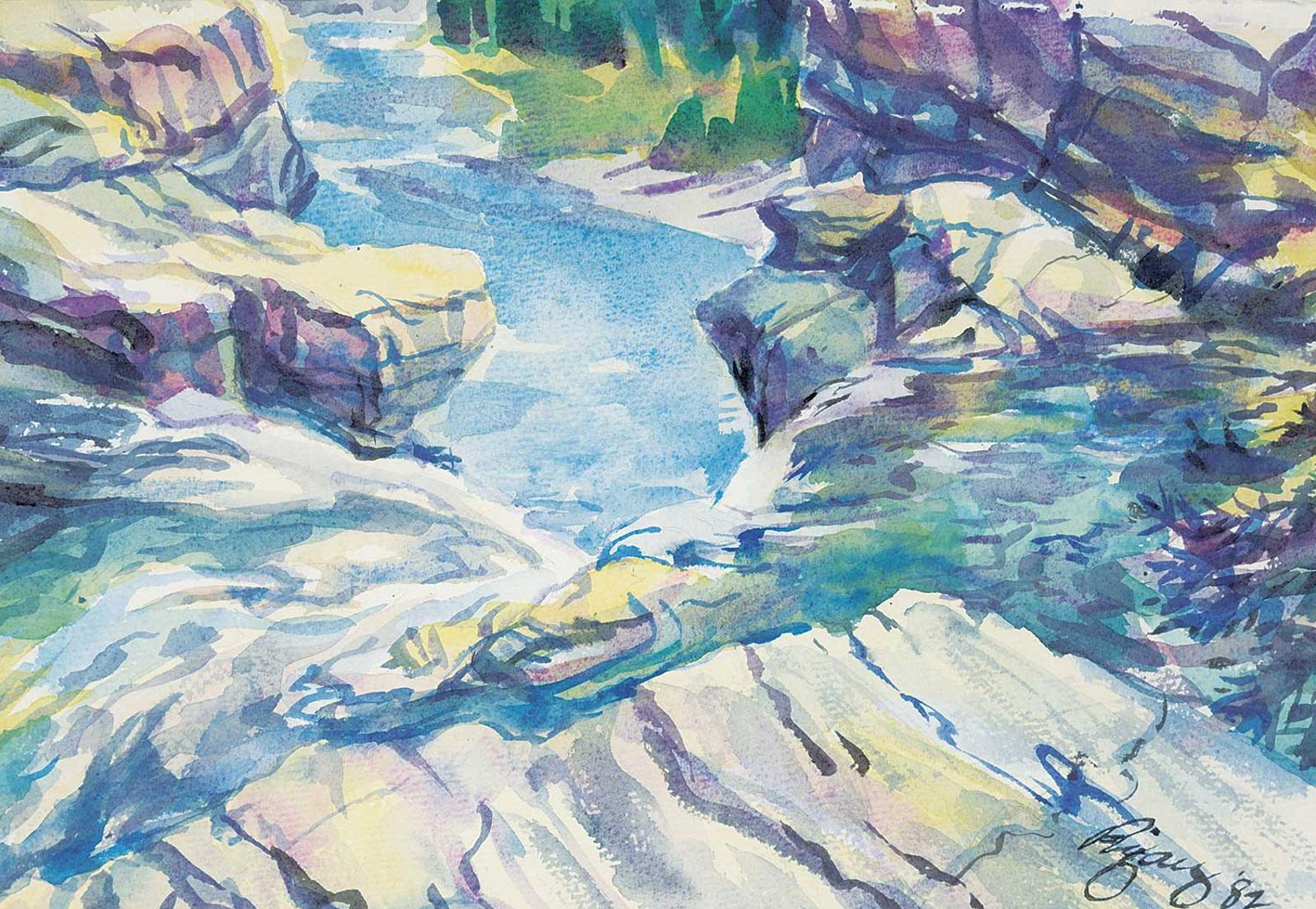 Jack Rigaux (1951) - Elbow Falls, Rocks and Water