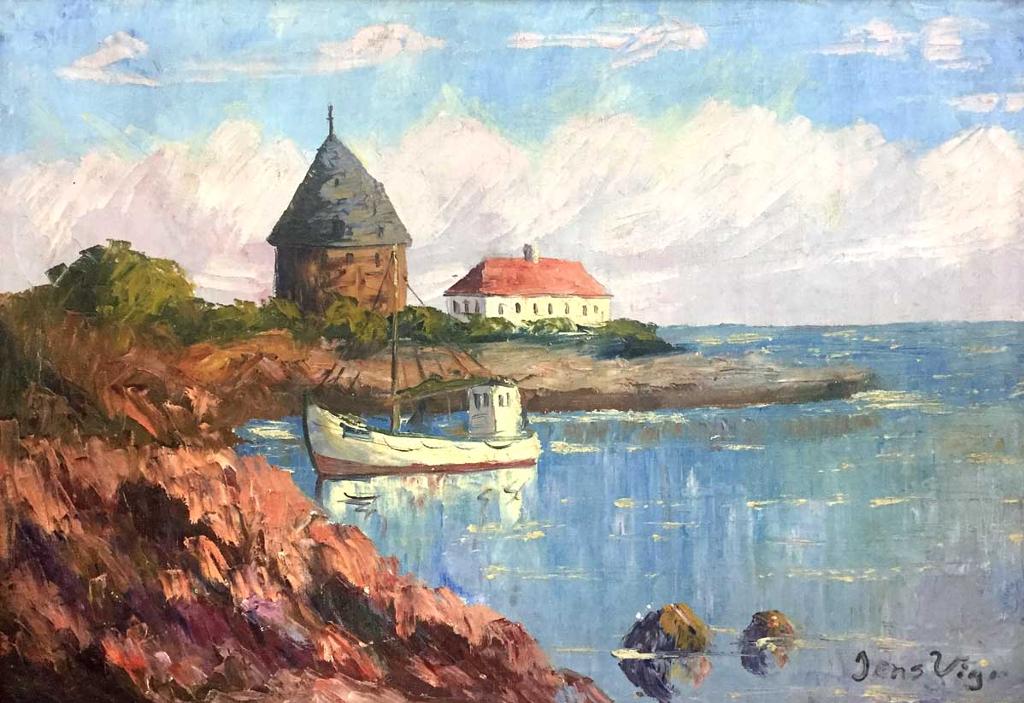 Jens Peder O. Vige (1864-1912) - Peaceful coastal scene