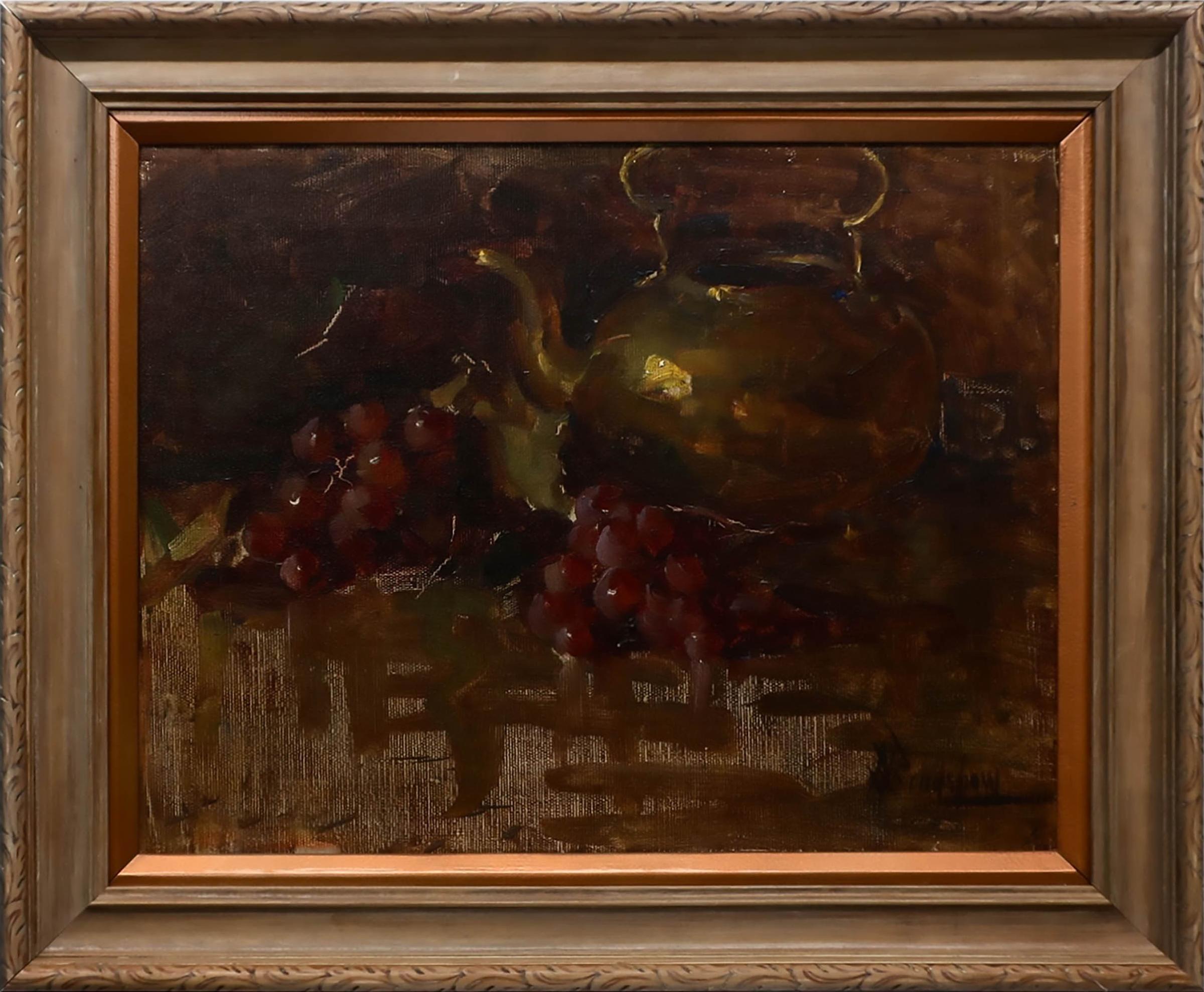 Eva Theresa Bradshaw (1871-1938) - Still Life - Brass Kettle And Grapes