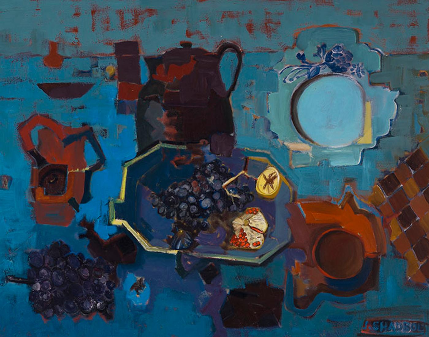Jack Leaonard Shadbolt (1909-1998) - Still Life on a Blue Table