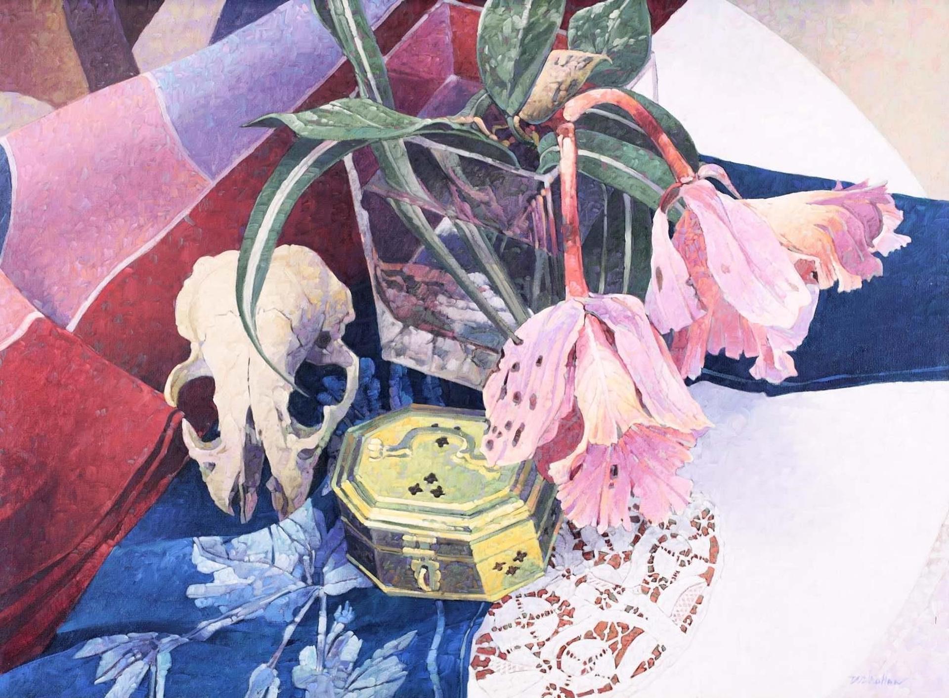 Walter (Drahanchuk) Drohan (1932-2007) - Still Life With Orchids & Lace; 1991