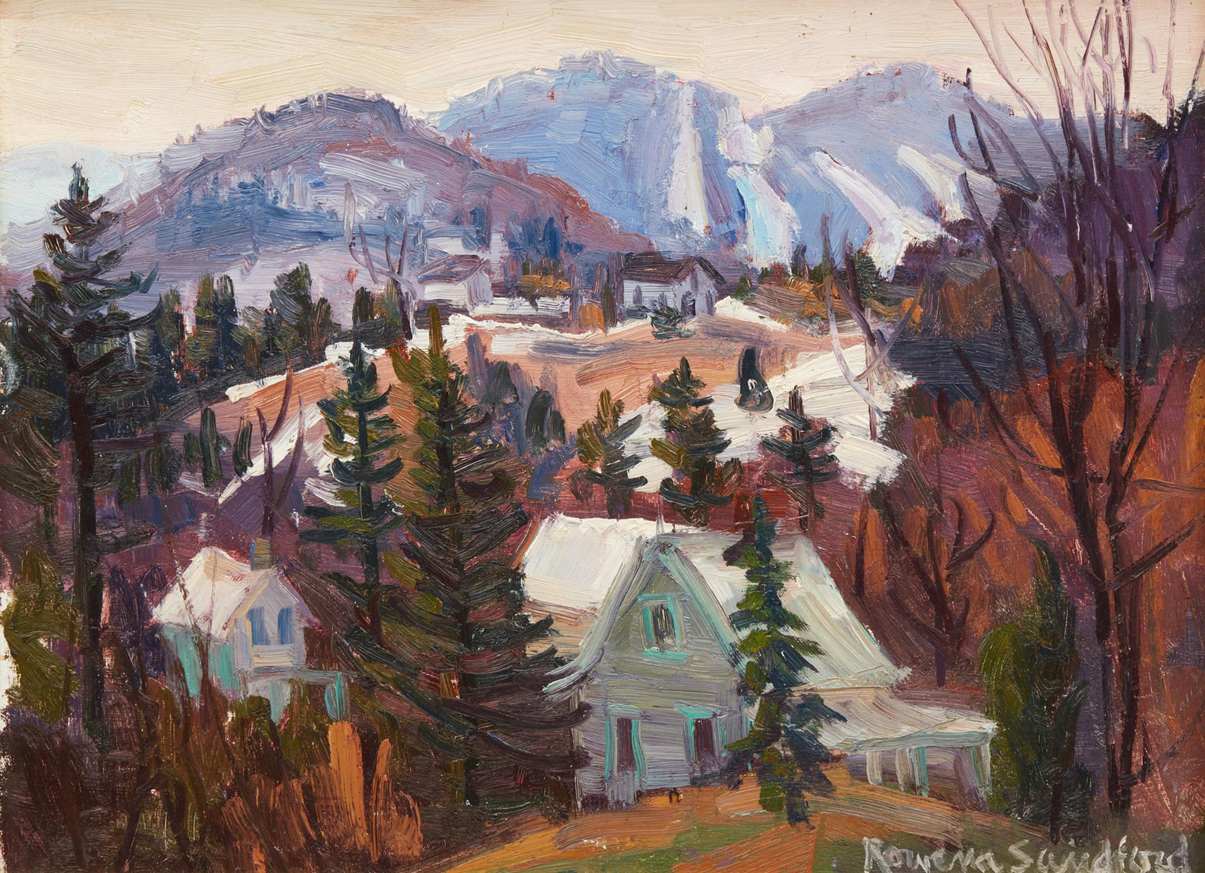 Rowena Sandford (1947) - Laurentian Hills; Looking out from Sommet bleu