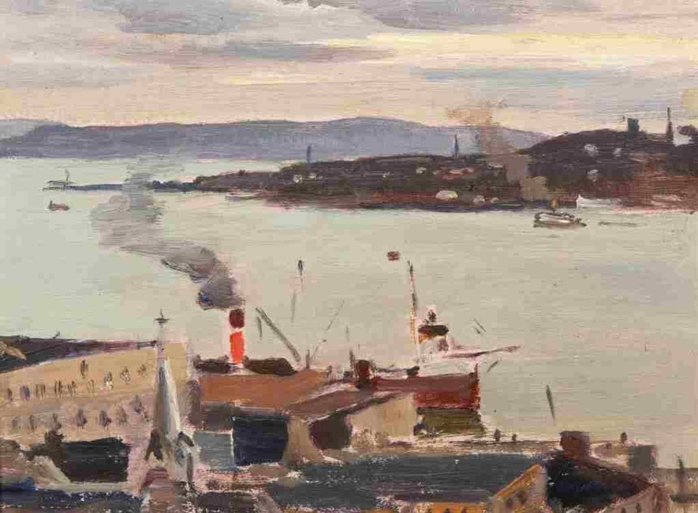 Robert Wakeham Pilot (1898-1967) - The Waterfront, Quebec, P.Q. (1955)