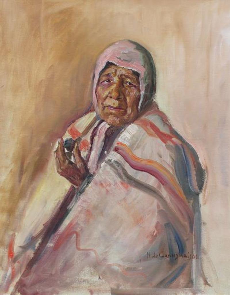 Nicholas (Nickola) de Grandmaison (1892-1978) - Peigan Woman Smoking A Pipe