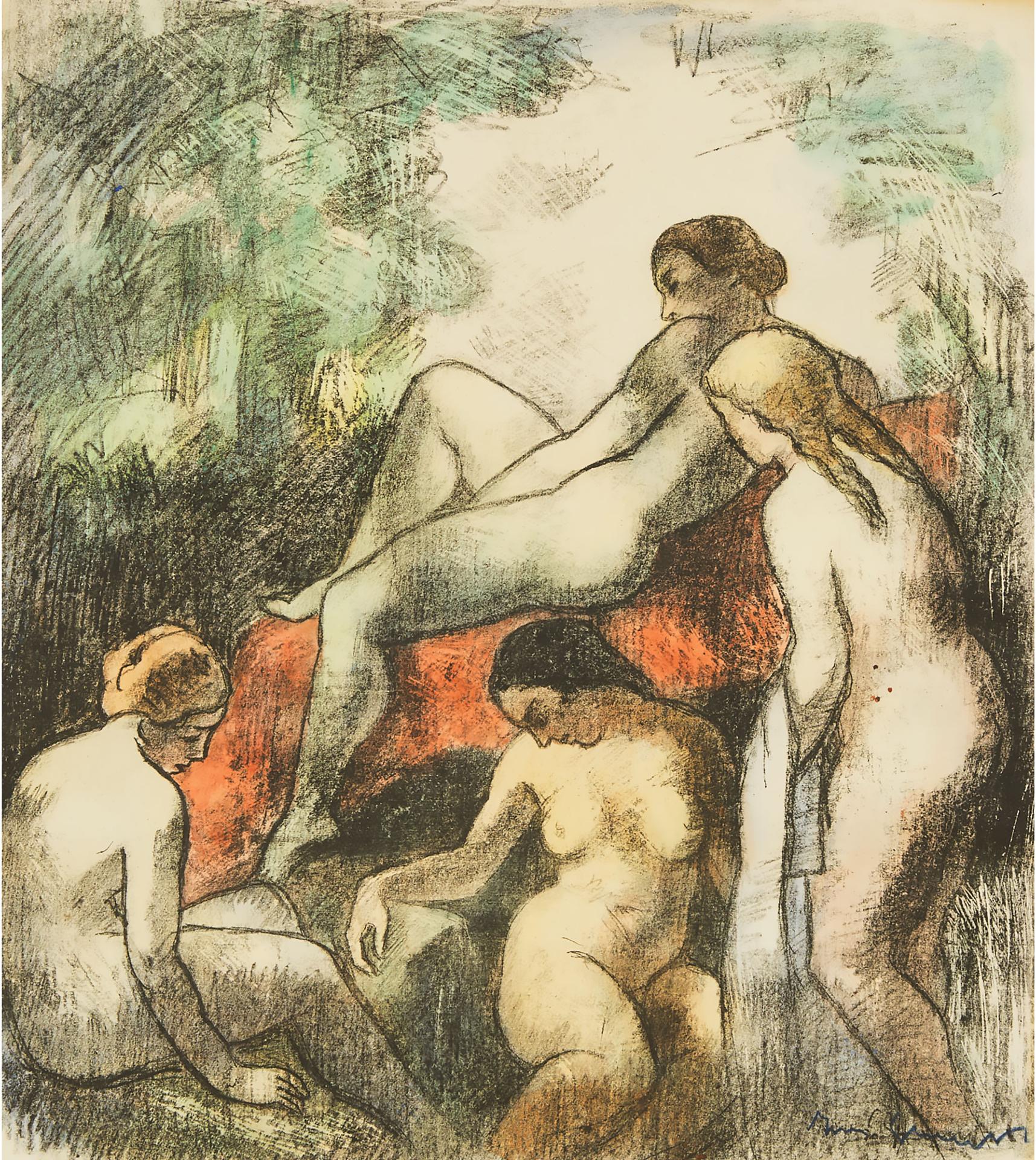 Bela Ivanyi Grunwald (1867-1940) - Four Bathers At A Woodland Pool