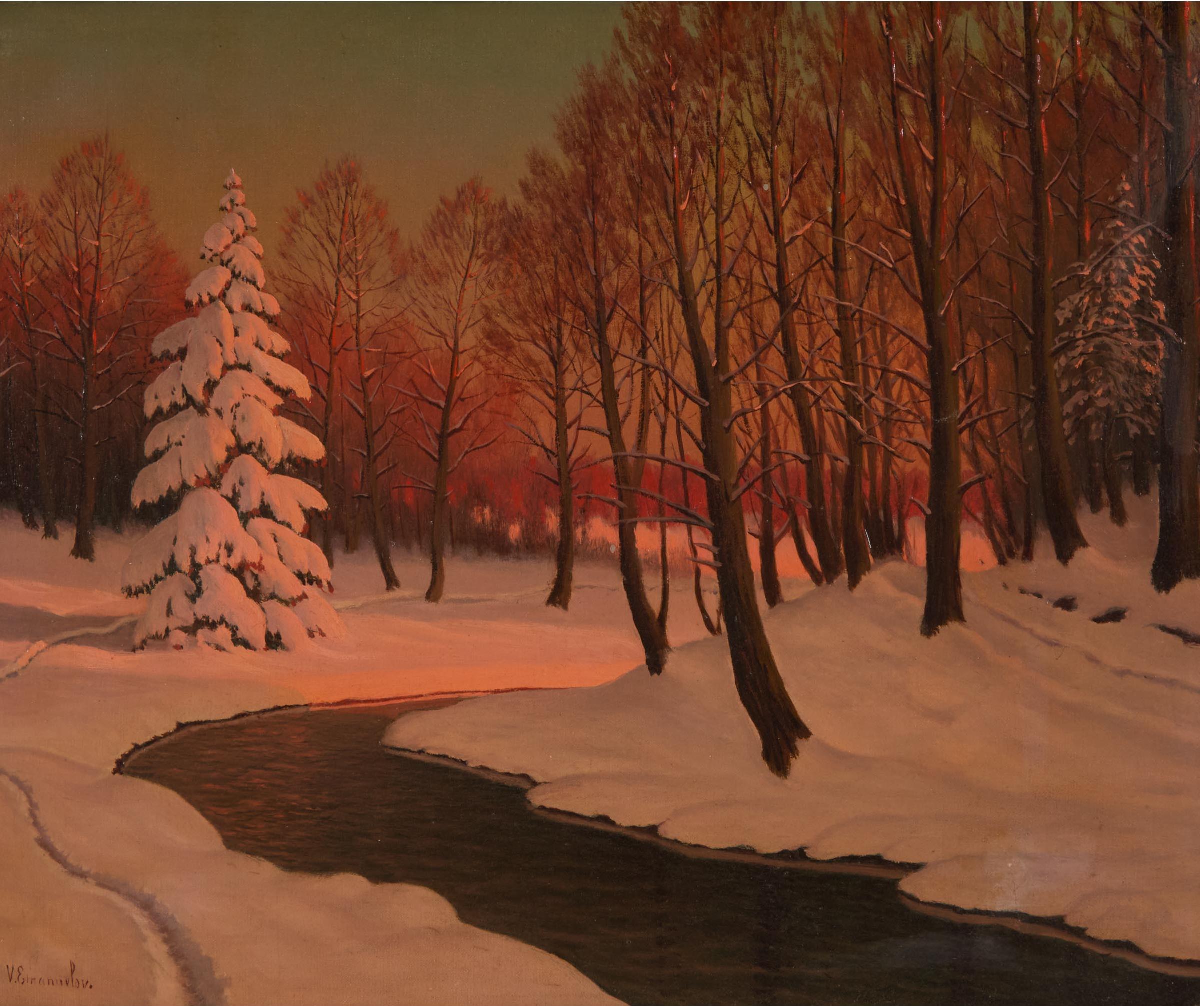 Victor Emanuelov - River Sunset, Winter