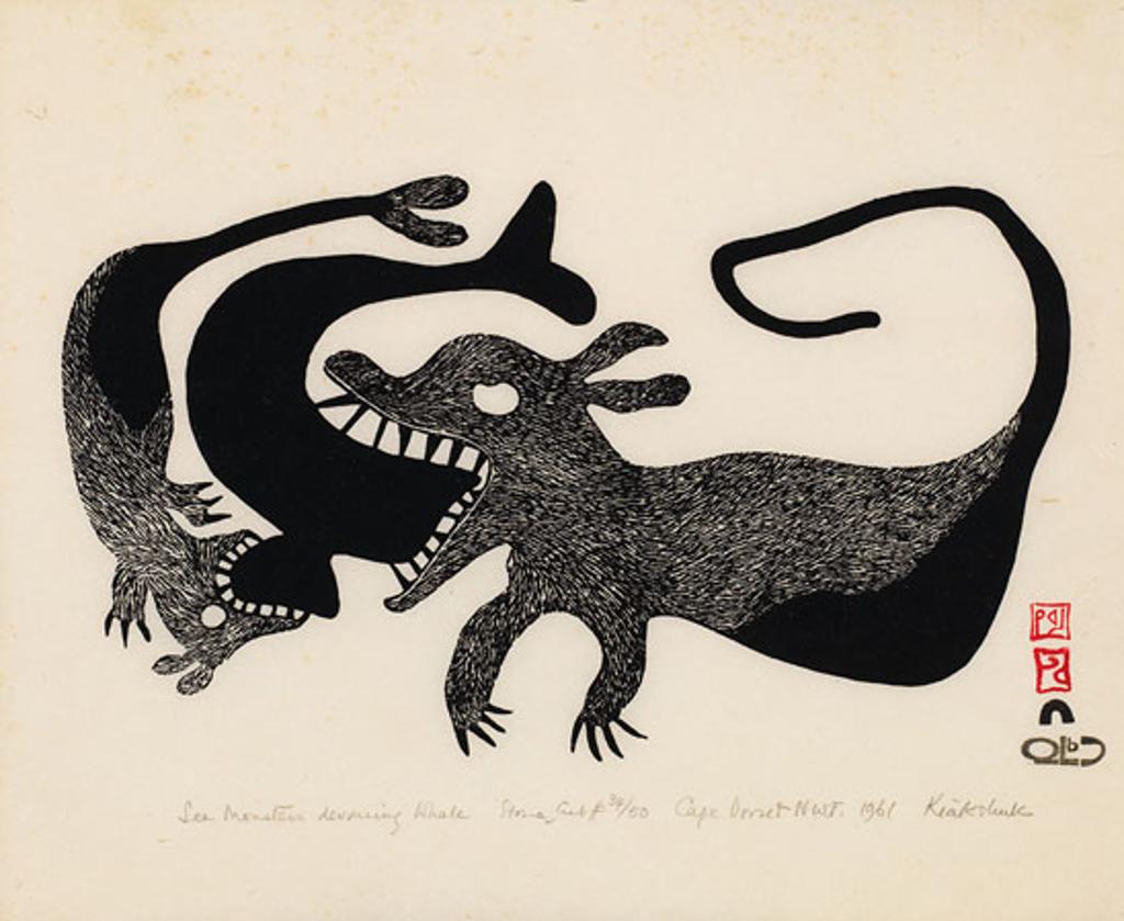Kiakshuk (1886-1966) - Sea Monsters Devouring Whale