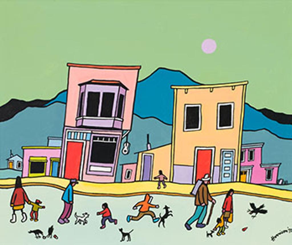 Ted Harrison (1926-2015) - House with Guitar - Dawson City